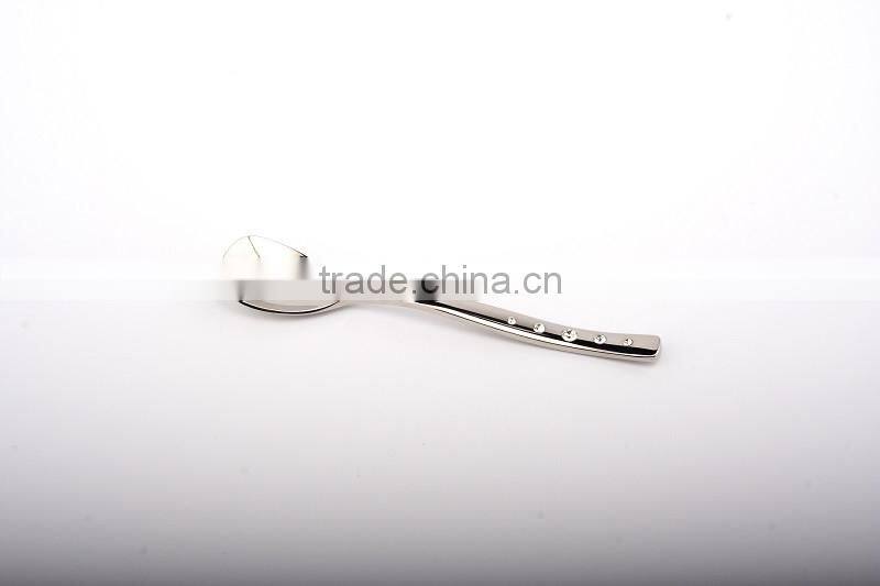 New design food safety customed stainless steel 18/8 crystal wedding tea or coffee spoon