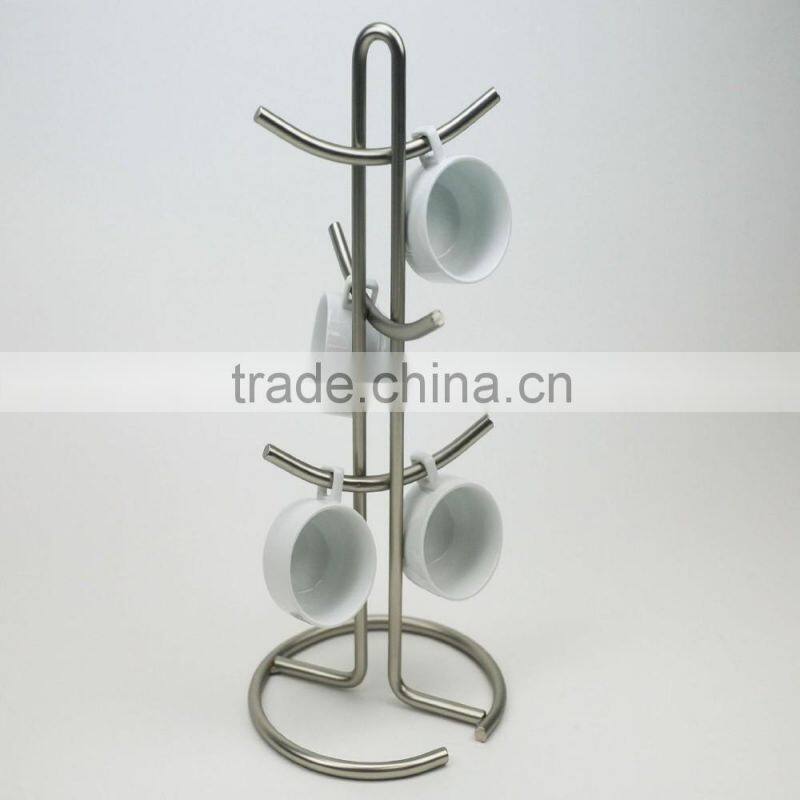 satin nickel plated coffee mug holder, kitchen stand