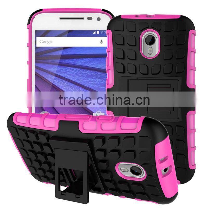 2015 Original 2 In 1 Pattern Silicone and PC Rugged Hybrid heavy duty case for motorola moto g3 made in china