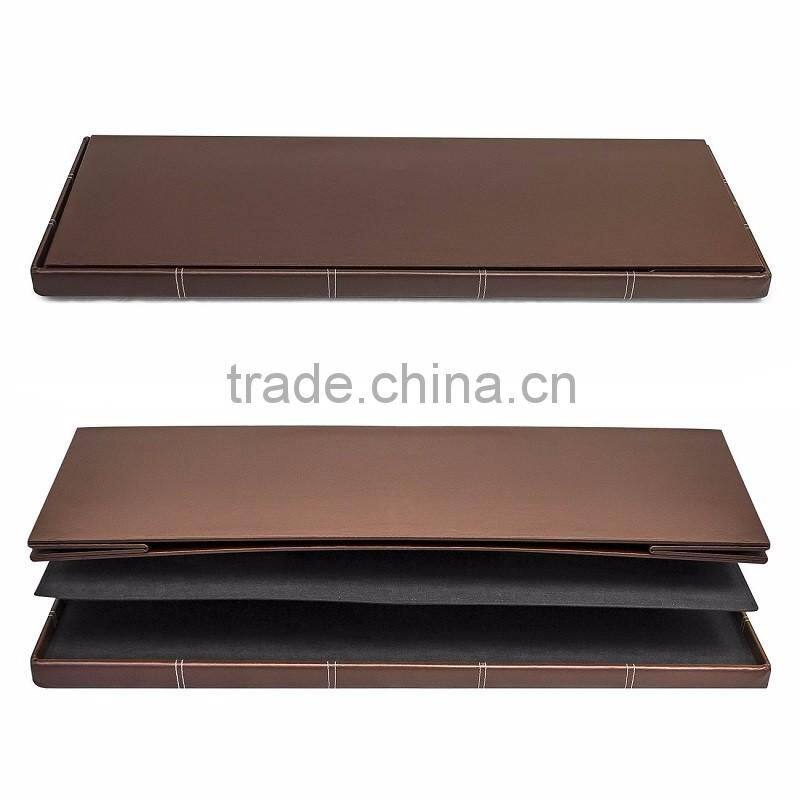 Faux Leather Folding Ottoman Storage Shoe Bench Armless, Chocolate 43.3"x15"x15"