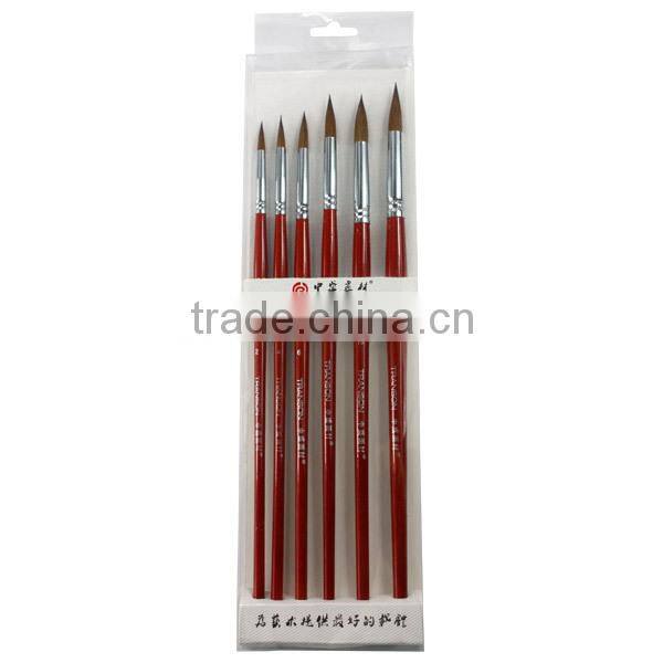 Transon 168 six pieces a setred handle point head weasel hair artist paint brush brand