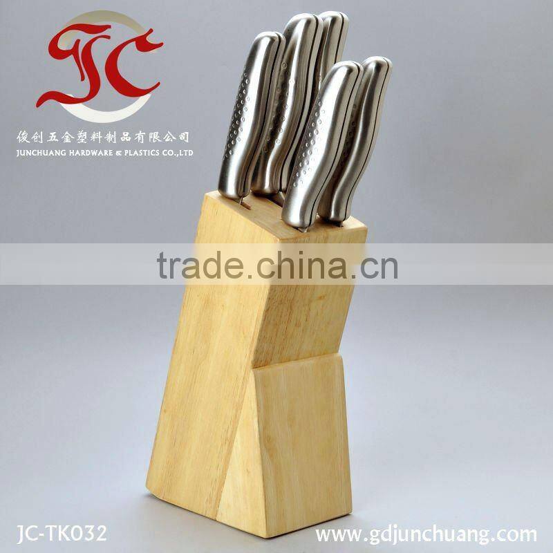 Wholesale 5pcs sandwich handle cheap kitchen knife set with wooden block