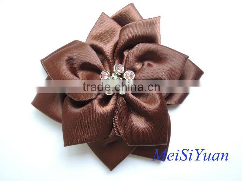 Handmade satin ribbon rose flower DIY craft wedding dress flower appliques/sequin appliques/satin flower
