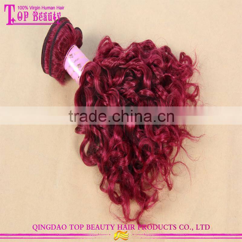 7A grade red curly indian remy hair extensions wholesale popular fashion red color indian remy human hair weaving
