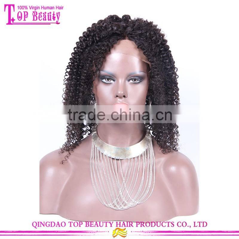 150 Density Top Selling 18 Inches Virgin Brazilian Kinky Curly Full Lace Wig With Baby Hair