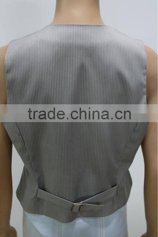 2014 Spring Jacket Women Garment Long-Sleeve Turn-Down Collar Striped Light Grey Formal Jacket And Vest 2 Piece Set