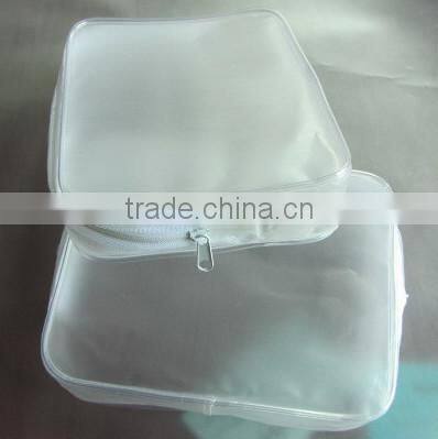white frosted zipper closure transparent clear pvc cosmetic bag