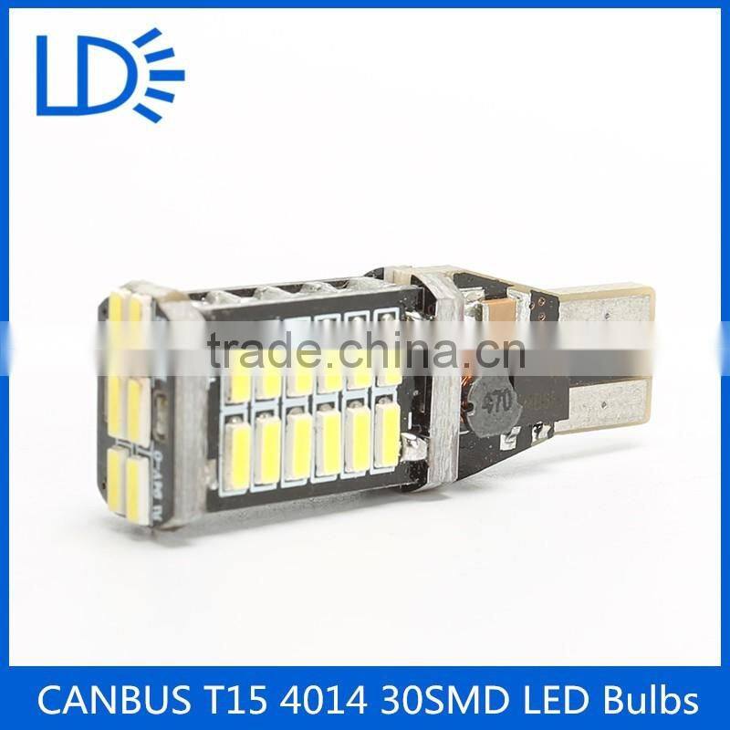 Wholesale New desigh Free Canbus 12v T15 4014 car led 30 smd auto bulb led tail light