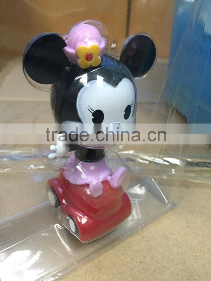 Minnie Mouse Figure Pull-back Car ,Customized Cute Cartoon Plastic Car Toy
