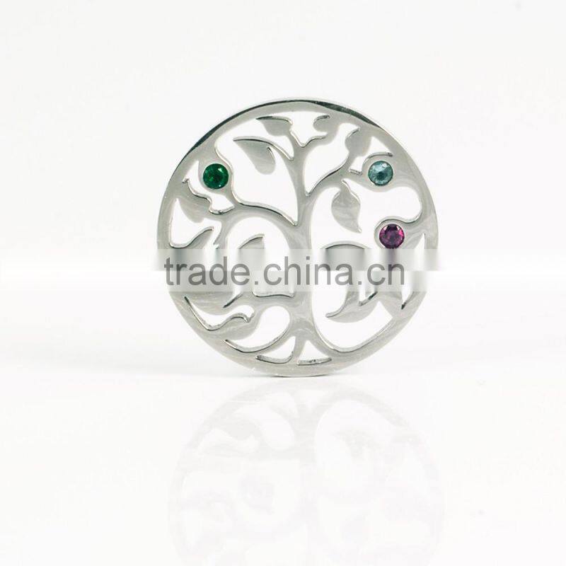 Beautiful stainless steel inlay zircon tree of life pendant