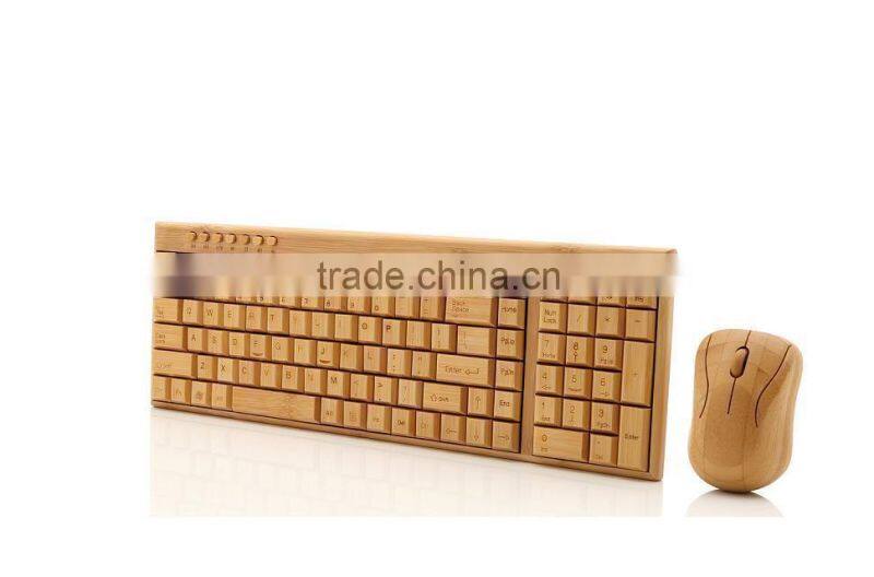 New Arrival Professional Bamboo & Wood Mechanical Keyboard wireless stylem, full set computer accessories