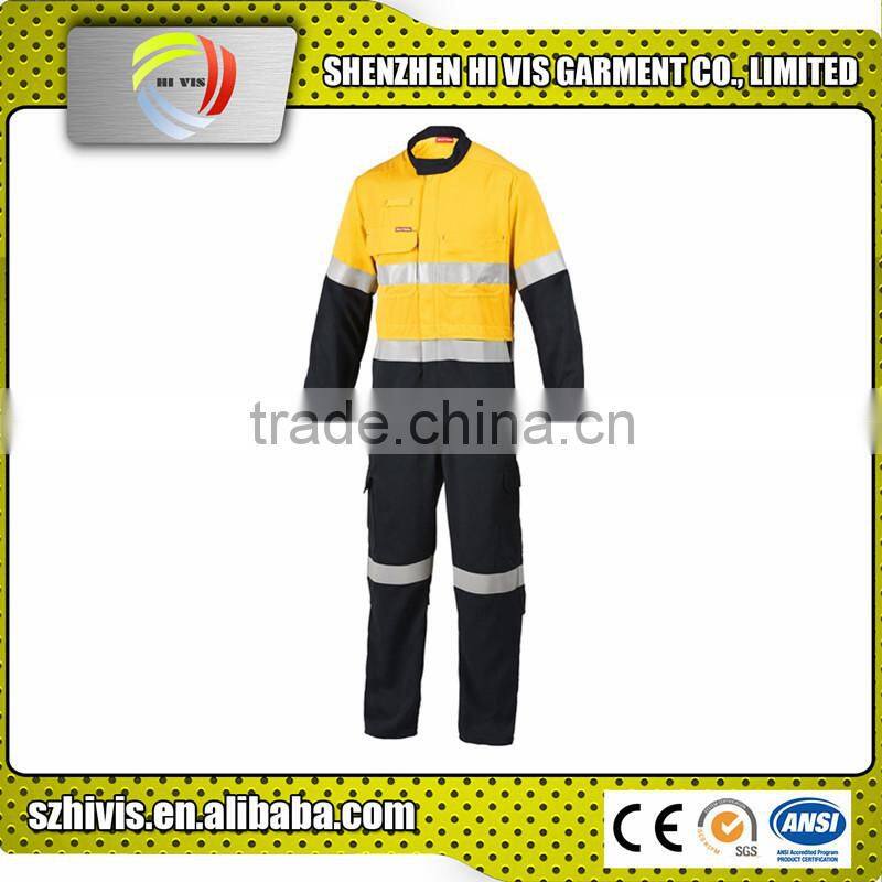 two tone hi vis work safety reflective coverall