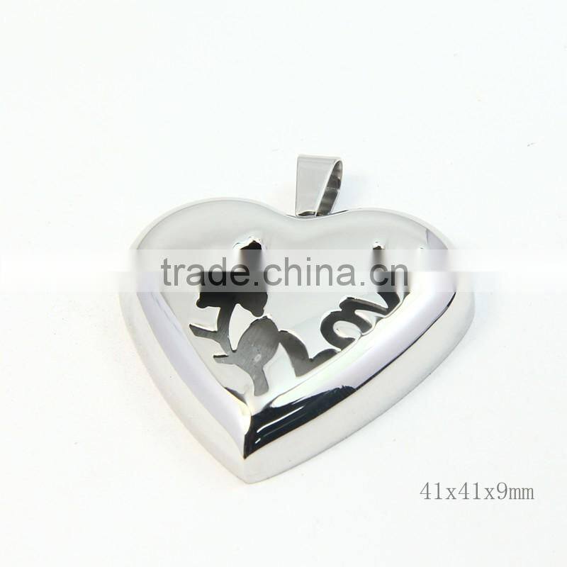 316L stainless steel first class hollow heart pendants for men