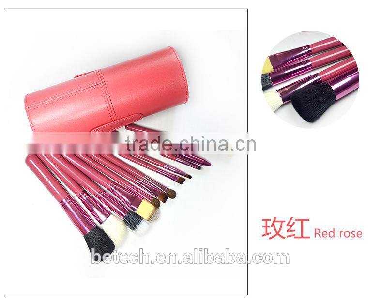 Pro 12 pieces travel brush make up brush set with cylinder package