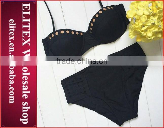 2017 Newest golden top black high waist swimwear girls BH134