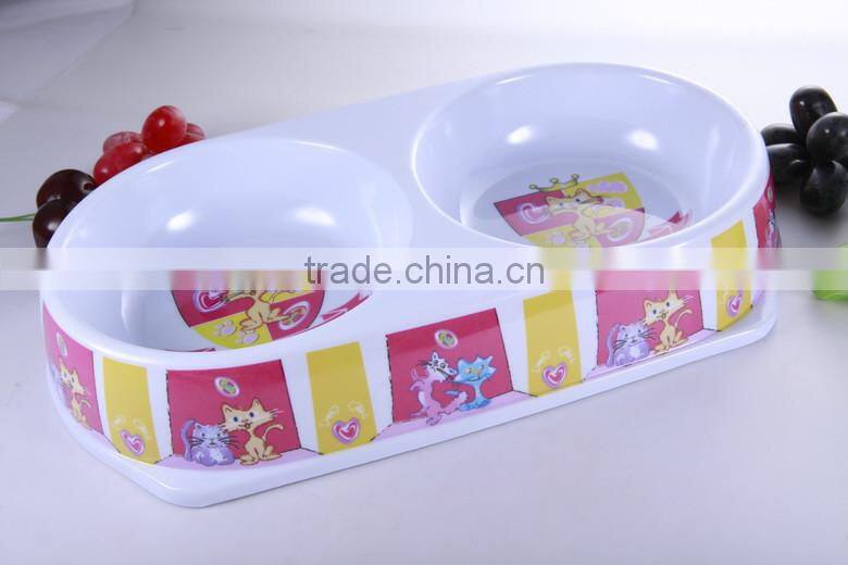 Hot !2016 cute pet bowl feeder/100% melamine dog food dish/Double dinner pet bowls equipament adestrament dog