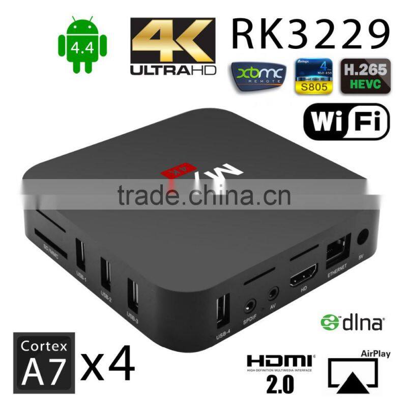 2016 Newest RK3229 MXR Smart Android tv box Quad Core 1G/8G TV Box Support 4K*2K H.265 HDMI 2.0