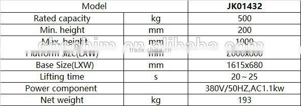 500kg Fixed big platform electric lift table