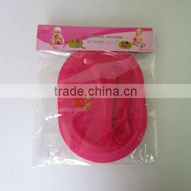 Pastic orange tableware picnic set 3pcs