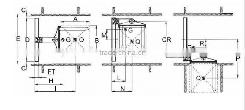 Tri-lateral head unit for fork trucks