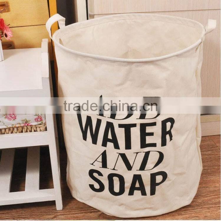 Promotion gift Foldable Cotton canvas Linen fabric kids children baby clothing toy storage basket