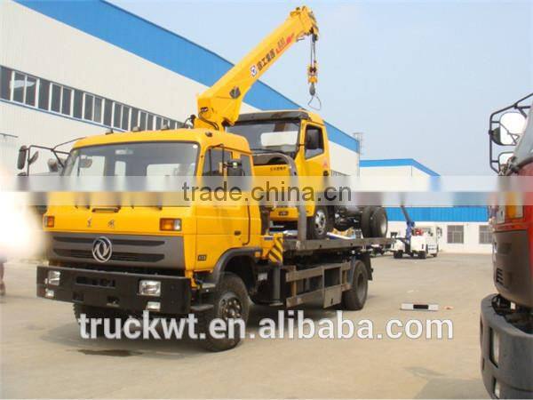 hot sale 170hp dongfeng 4x2 platform wrecker with 5 ton crane