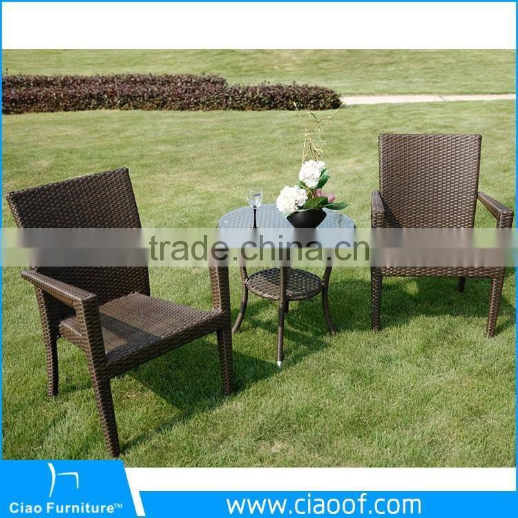 Synthetic Rattan 2 Seater Coffee Shop Cafe Rattan Furniture Wholesale