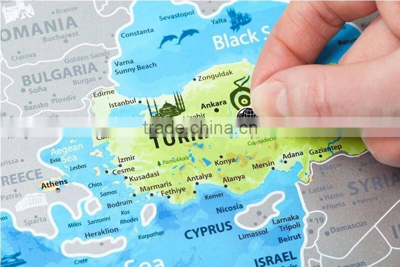 Detailed Europe Map with Scratch off Stickers Large Size Tube Packaging AMA-15