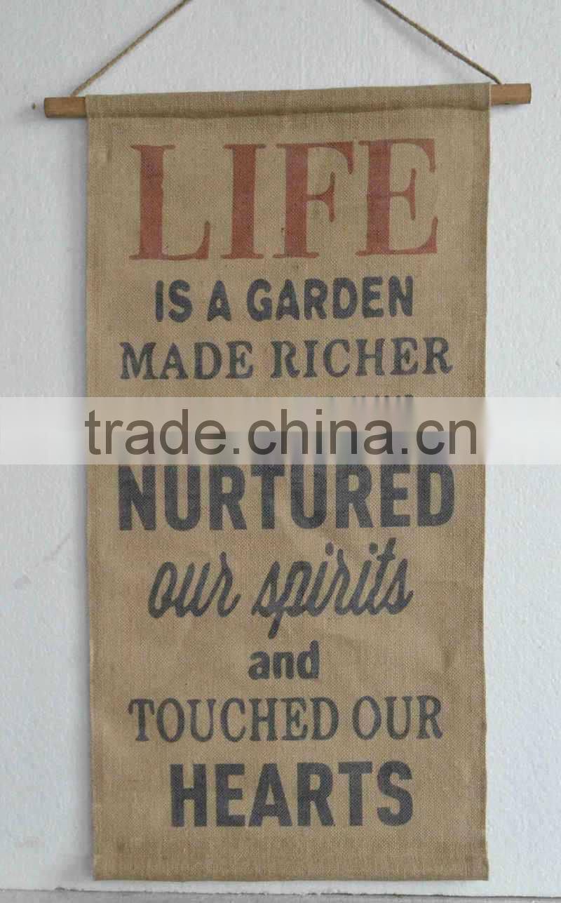 2016 new style antique linen printing wooden frame for wall decoration