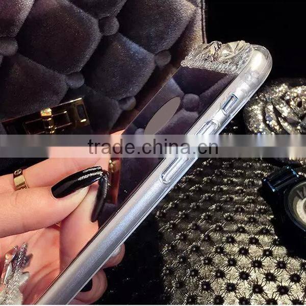 Cell phone case with mirror,TPU mirror diamond phone case for iPhone 6S 6Plus