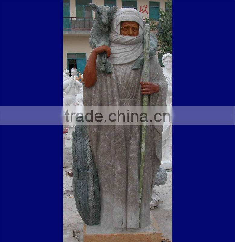 Hand carved African style marble stone life size man statue