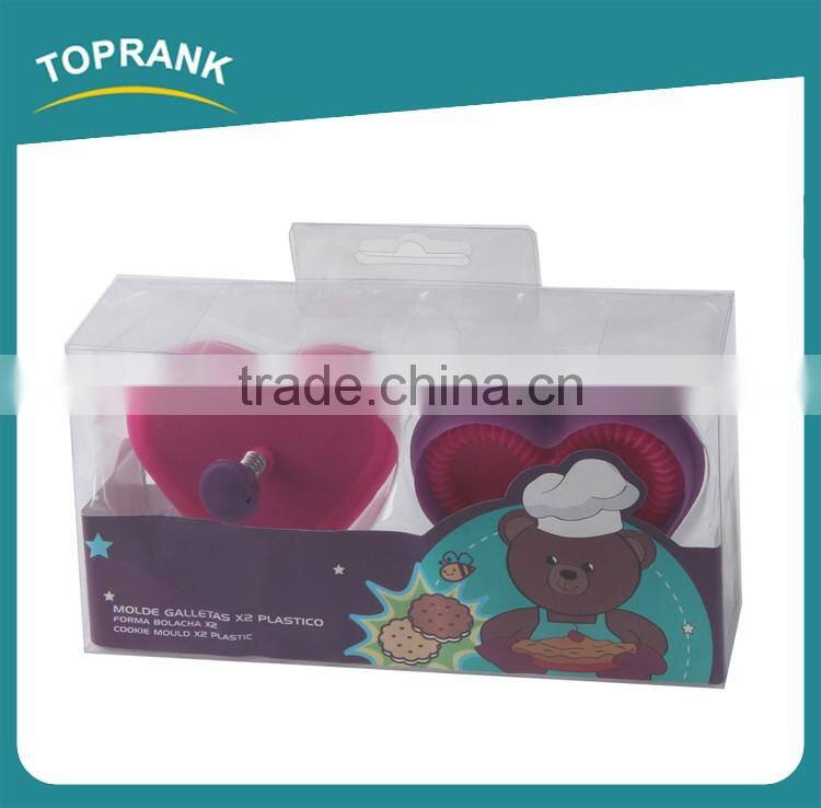 Toprank Wholesale PP Plastic Factory Custom Heart Shaped Bakeware Biscuit Cutter Cookie Cutter Embossed