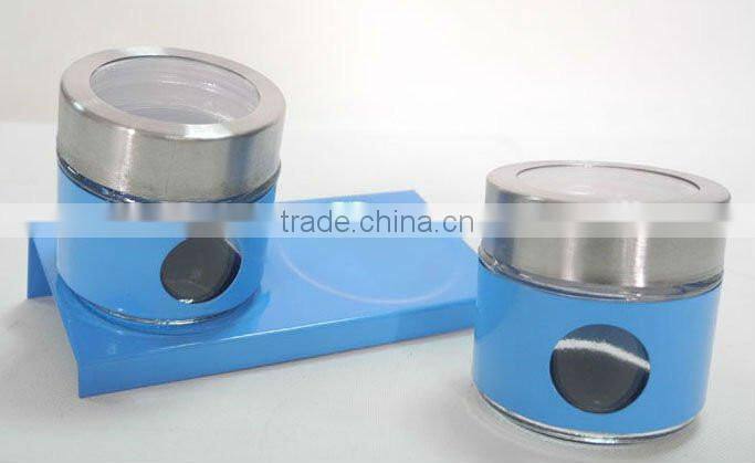 mini blue plastic sleeves glass condiment tray