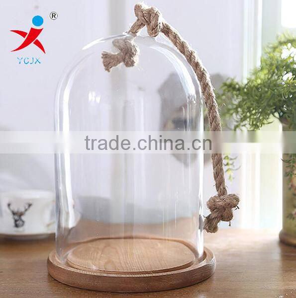 Small Size 5.5"(dia.14cm) Dome Glass With Coarse Twine Carrying