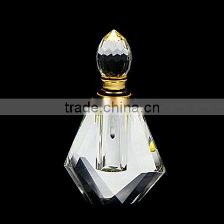 green color crystal decorative perfume bottle with golden flower