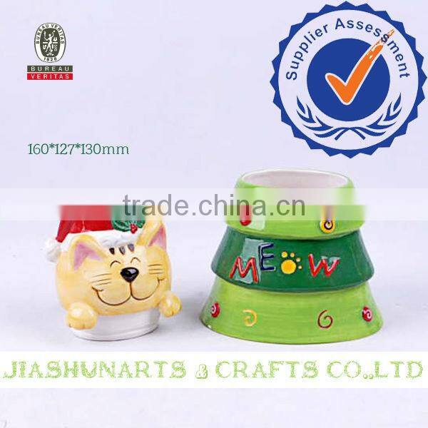 Cat Head Christmas Tree Novelty Ceramic Storage Jars