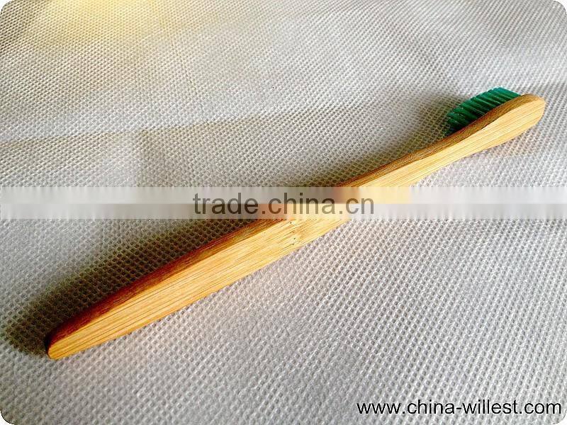 soft nylon bristle toothbrush with bamboo handle