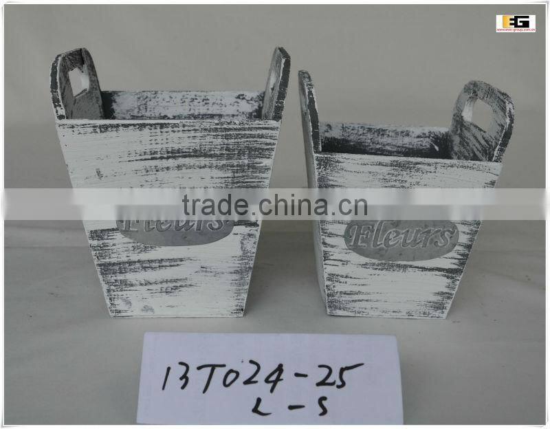 HANGING WOODEN FLOWER PLANTER BASKETS