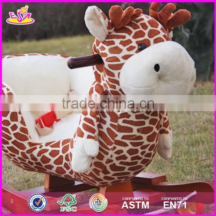 2017 Top fashion toddlers wooden rocking horse with wheels W16D081