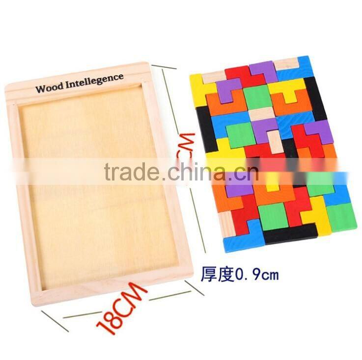 Colorful Wooden Tangram Brain-Teaser Jigsaw Puzzle Tetris Preschool Game