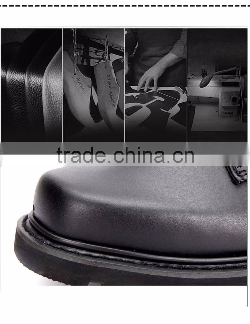 Black genuine cow leather goodyear welted men safety shoes
