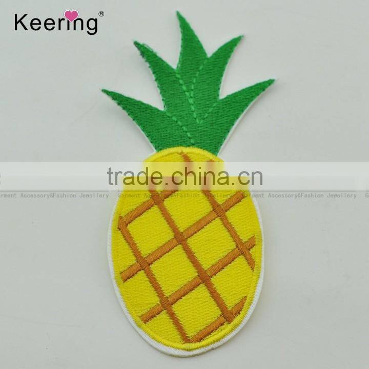 Bright-colored pineapple fruit embroidery textile patch WEF-061