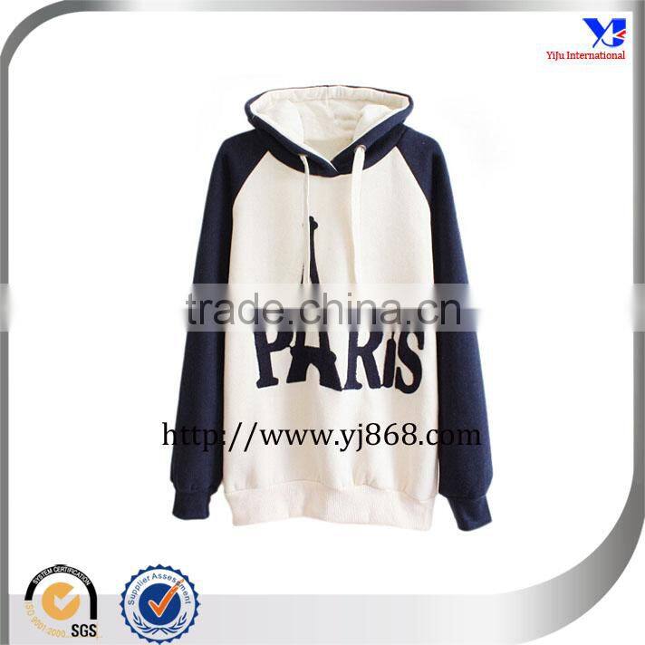 Cheap Paris Print Hoodie Color Block women hoodies