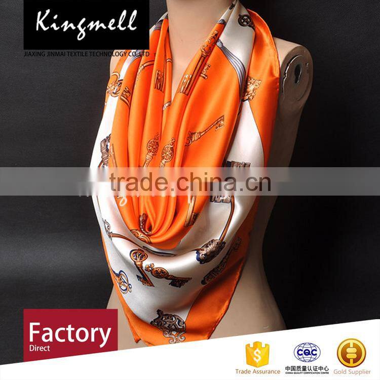 Custom Chinese supplier' digital printing silk satin lady scarf square scarf