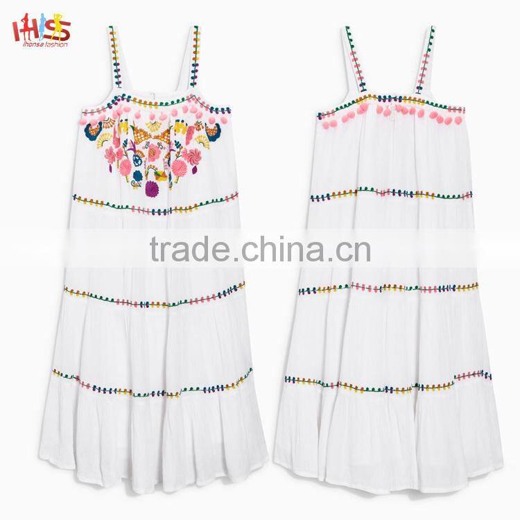 Latest Chirdren Frocks Designs White Embellished Girl Maxi Dress
