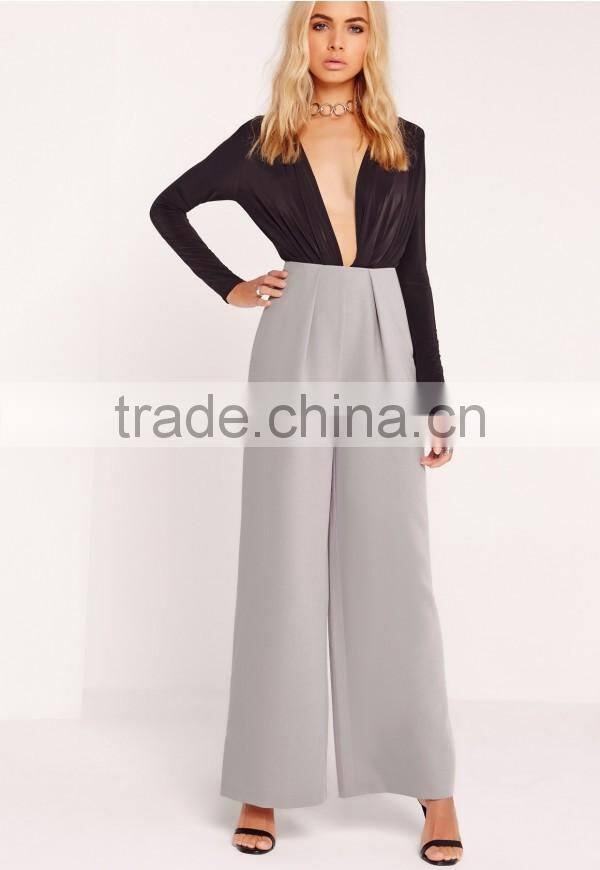 2017 casual loose wide leg pants pleat front wide leg pants grey ladies wide leg pants