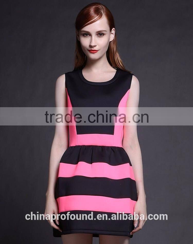 New Design Lady Women's Dresses Latest Fashion Dresses For Ladies Contrast Color Style