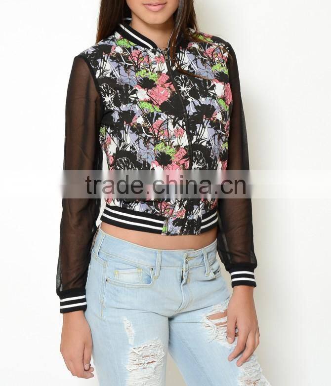 2016 flower digital printing sexy women short summer jacket