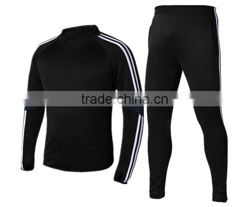 Customized mens long sleeve football training single jersey bodybuilding tracksuit polyester team sport skinny gym uniform