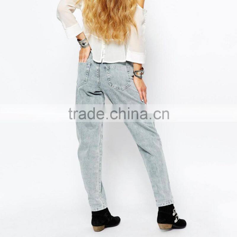 front girls embroidery flowers ladies fancy jeans loose style